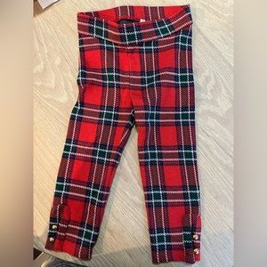 Janie & Jack Red Tartan button cuff pant